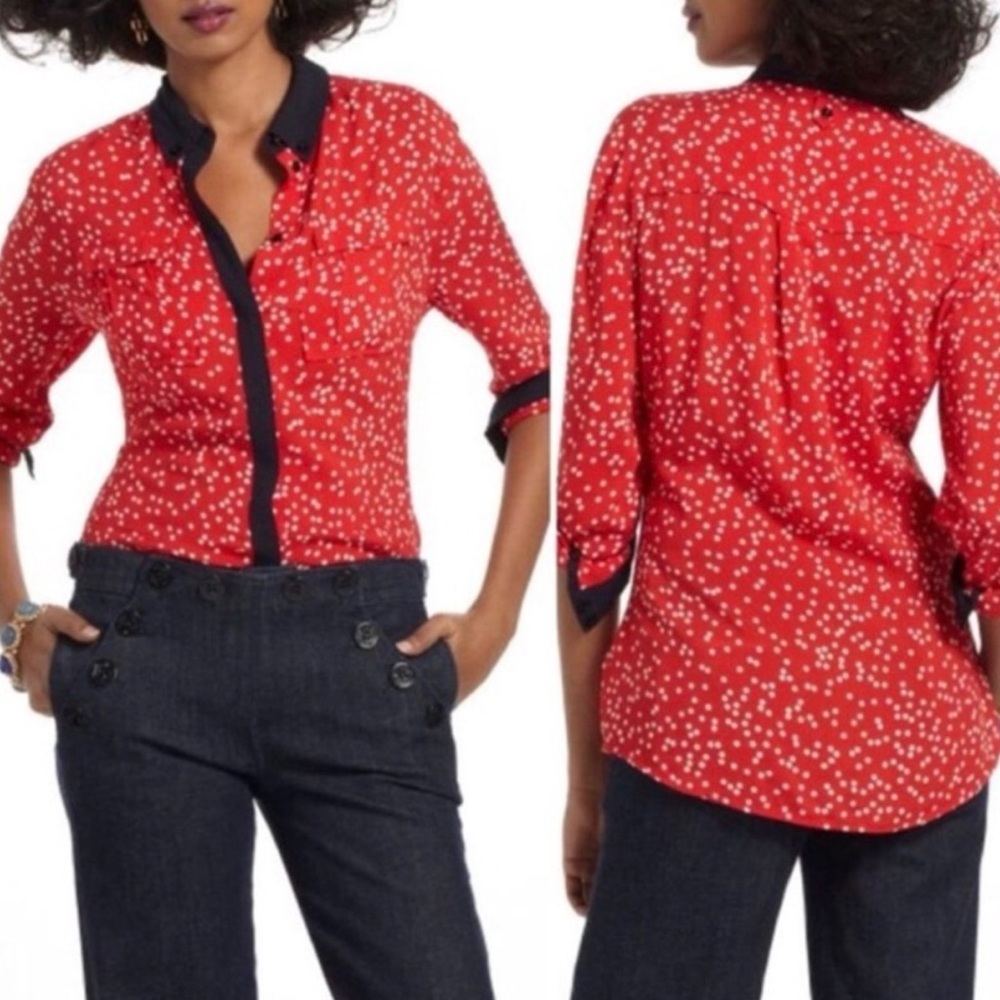 Maeve Red Polka Dot Button Down Shirt - Picture 3 of 4